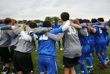 The men's soccer team prepares for a game during the 2008 season.